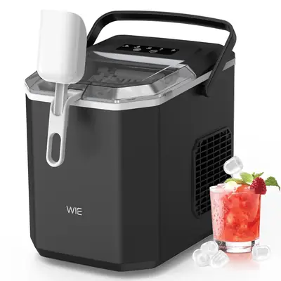 WIE Eiswürfelmaschine Kleine Eiswürfelbereiter mit Schaufel 1,3 Liter Wassertank 9 Würfel in 6 Minuten Eiswürfelmaschinen Selbstreinigende Ice Maker Leiser für Küche Büro Bar Party.jpg