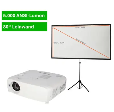SET Beamer 5.000 ANSI-Lumen + Stativ-Leinwand 80%22 Projektionsfläche.png
