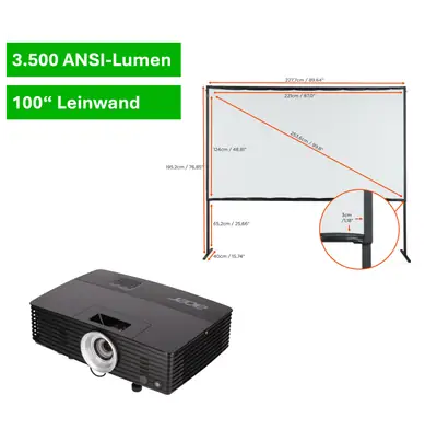 SET Beamer 3.500 ANSI-Lumen + Faltrahmen-Leinwand 100%22 Projektionsfläche.png