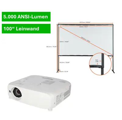 SET Beamer 5.000 ANSI-Lumen + Faltrahmen-Leinwand 100%22 Projektionsfläche.png